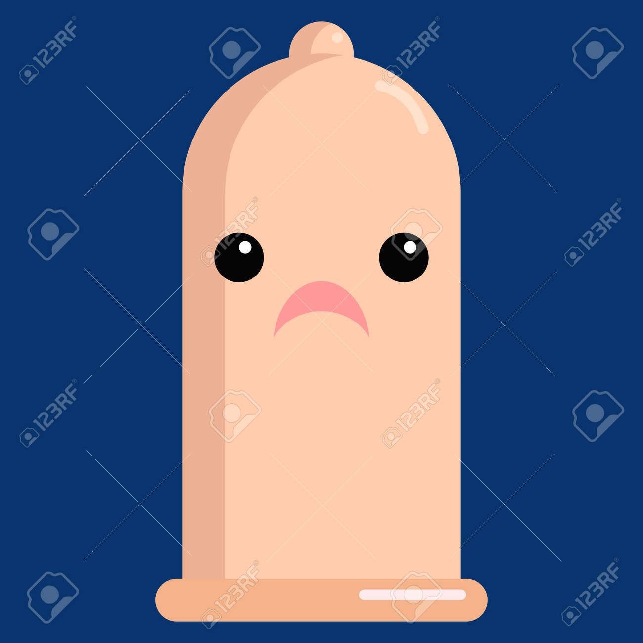 心配そうな顔コンドーム絵文字ベクトル イラスト フラット スタイルのデザイン カラフルなグラフィックのイラスト素材 ベクタ Image