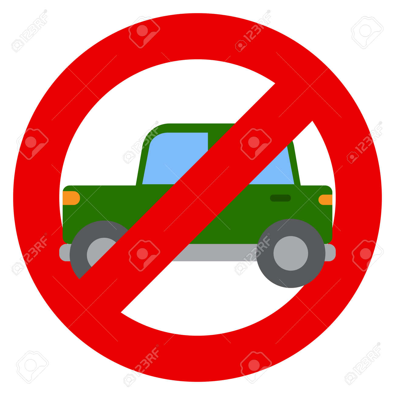 いいえ車やノー駐車禁止記号ベクトルイラスト フラットスタイルのデザイン カラフルなグラフィック のイラスト素材 ベクタ Image