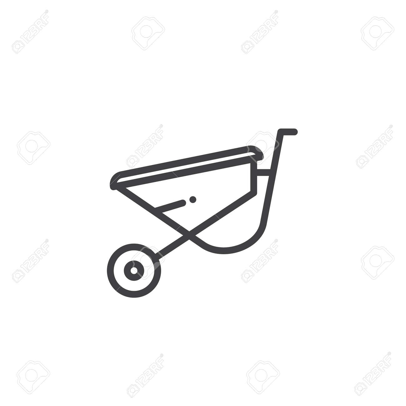 手押し車ラインアイコン アウトラインベクトル記号 白に分離線形スタイルのピクトグラム シンボル ロゴイラスト 編集可能ストロークのイラスト素材 ベクタ Image