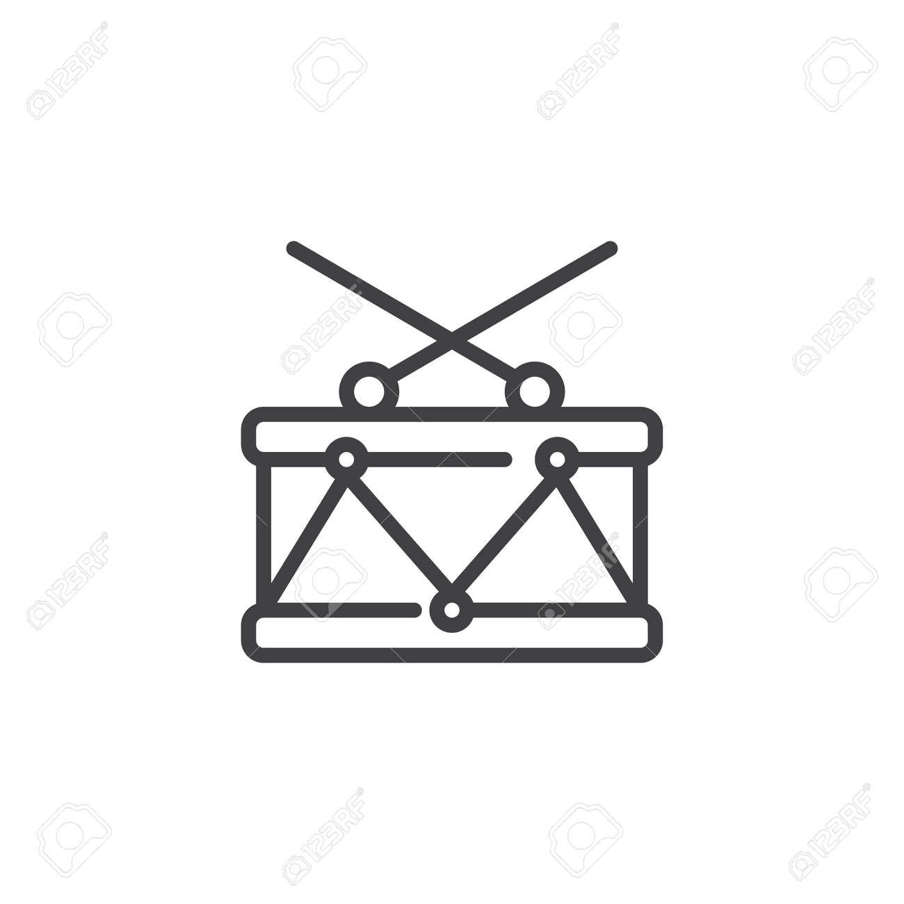 ドラム ライン アイコン ベクトル記号をアウトライン白で隔離線形スタイル ピクトグラム スネアのシンボル ロゴの図 編集可能なストロークのイラスト素材 ベクタ Image