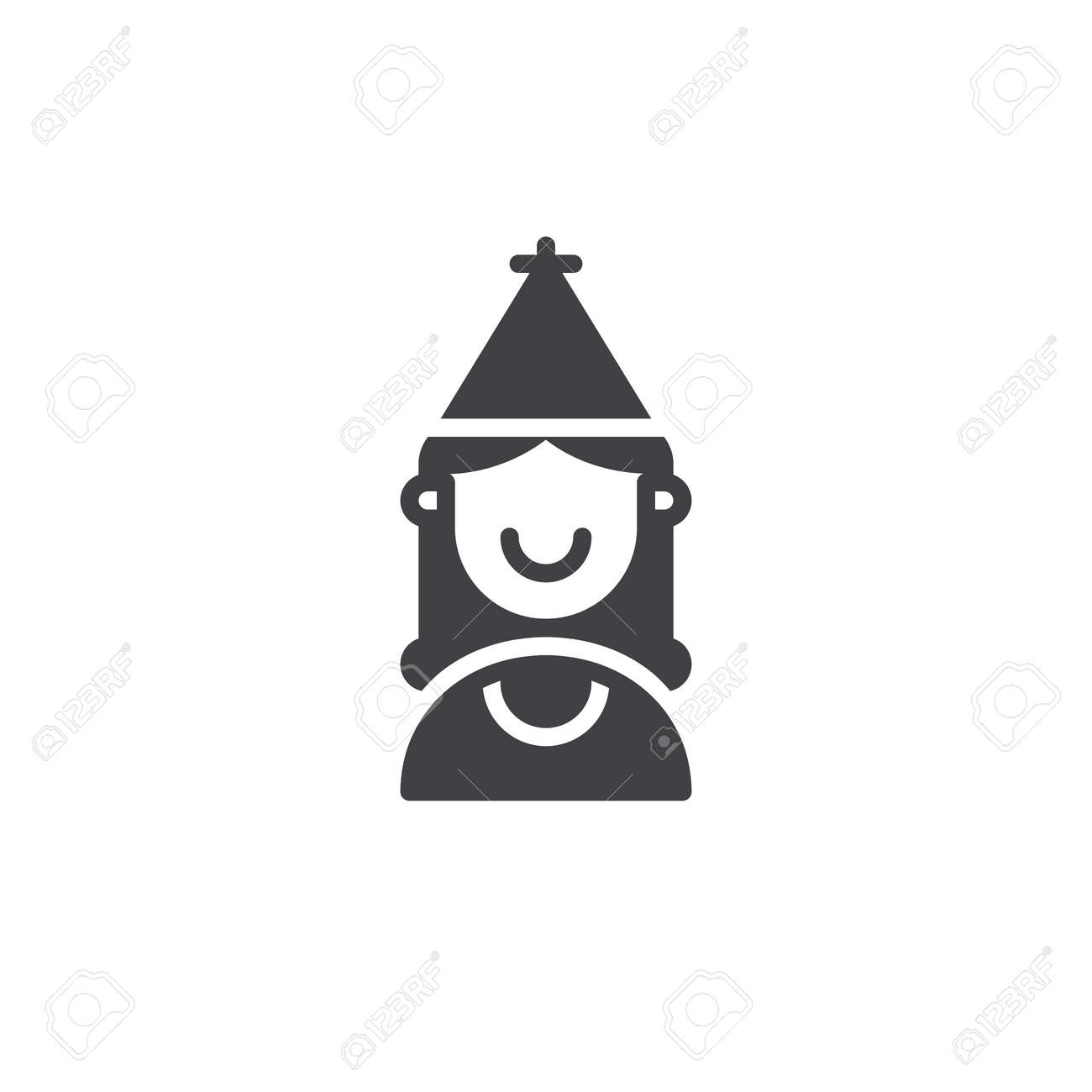 女の子ピエロ アイコン ベクトルはいっぱいフラット記号 白で隔離固体のピクトグラムです のイラスト素材 ベクタ Image