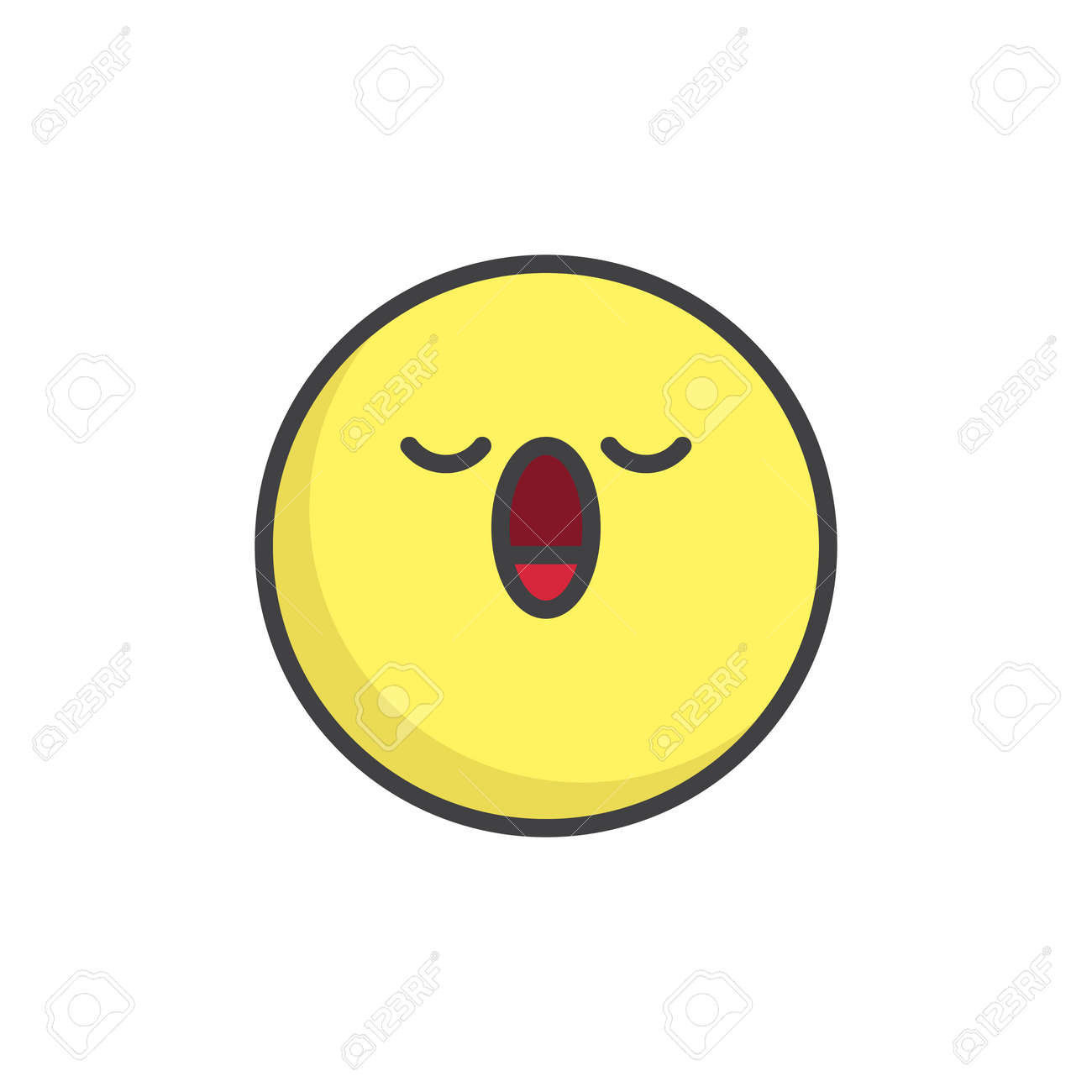 退屈な顔の絵文字は アウトラインアイコンを塗りつぶし ラインベクトル記号は 白の背景に分離リニアカラフルピクトグラム のイラスト素材 ベクタ Image