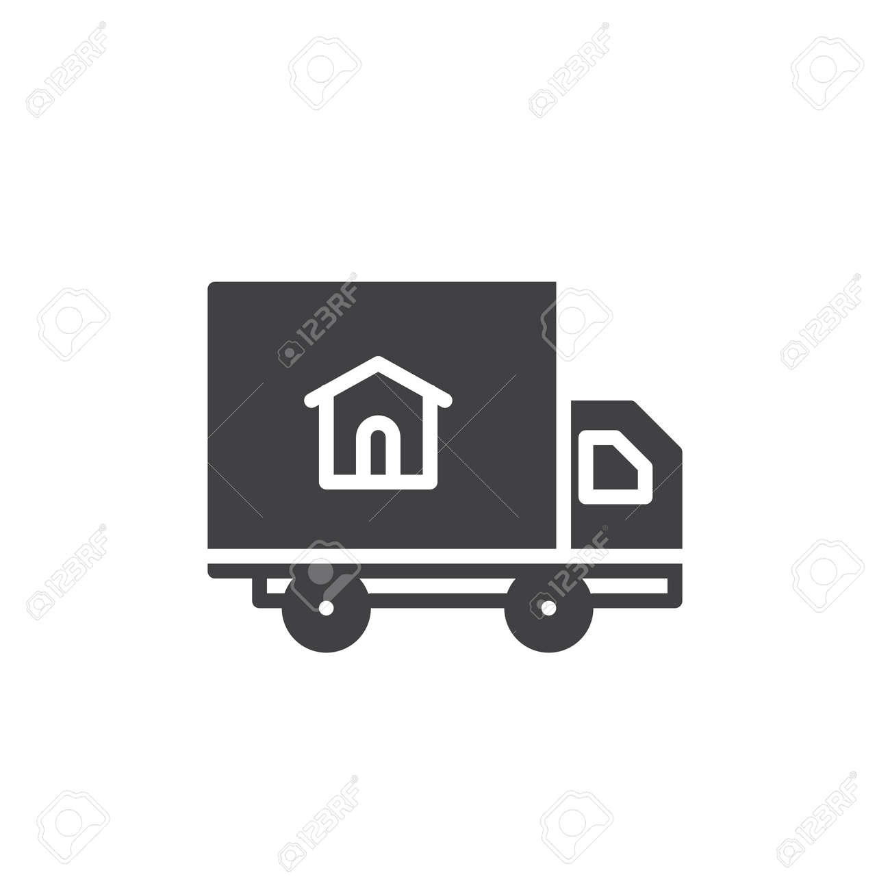 Home Delivery Truck Icon Vector Filled Flat Sign Solid Pictogram