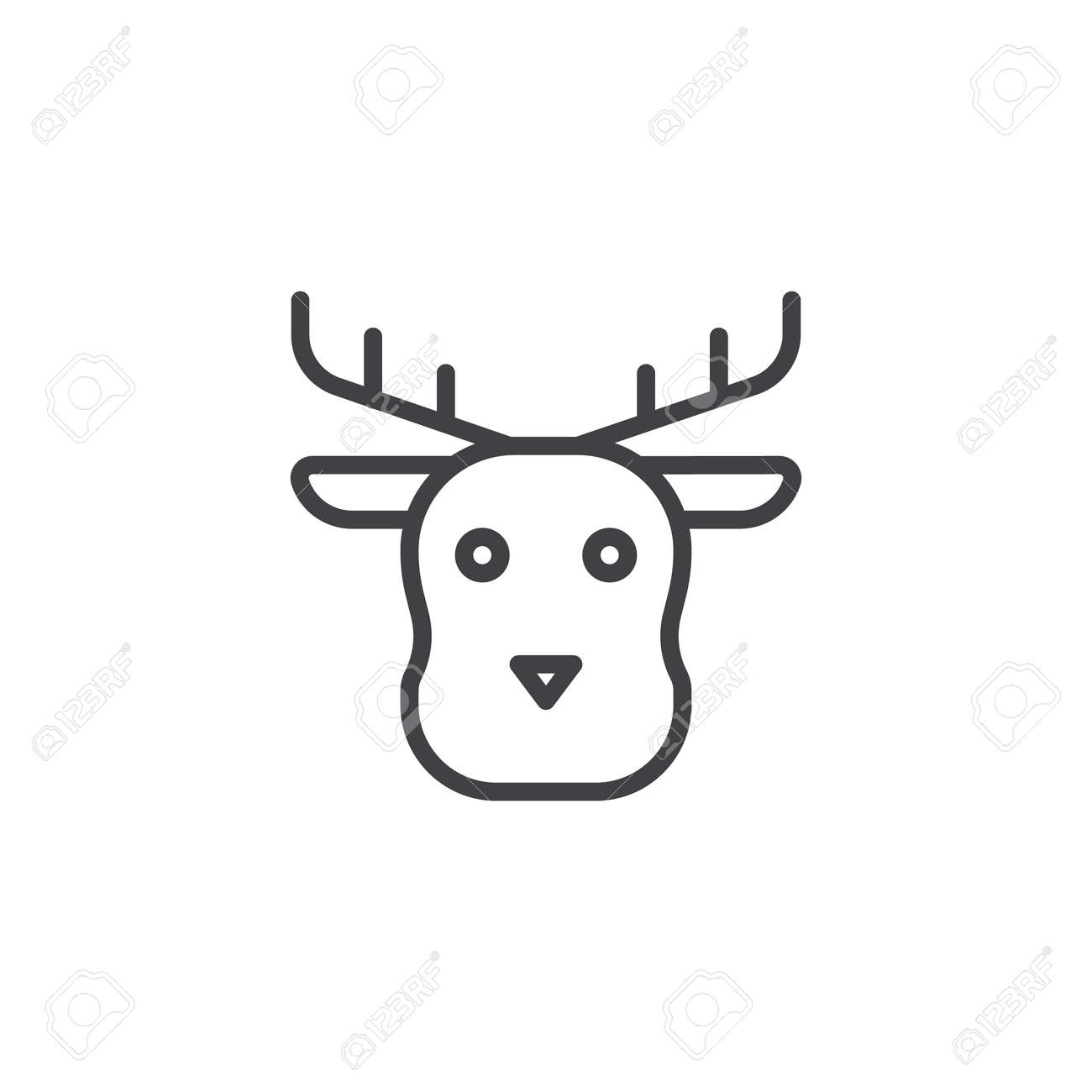christmas reindeer animal head line icon outline vector sign
