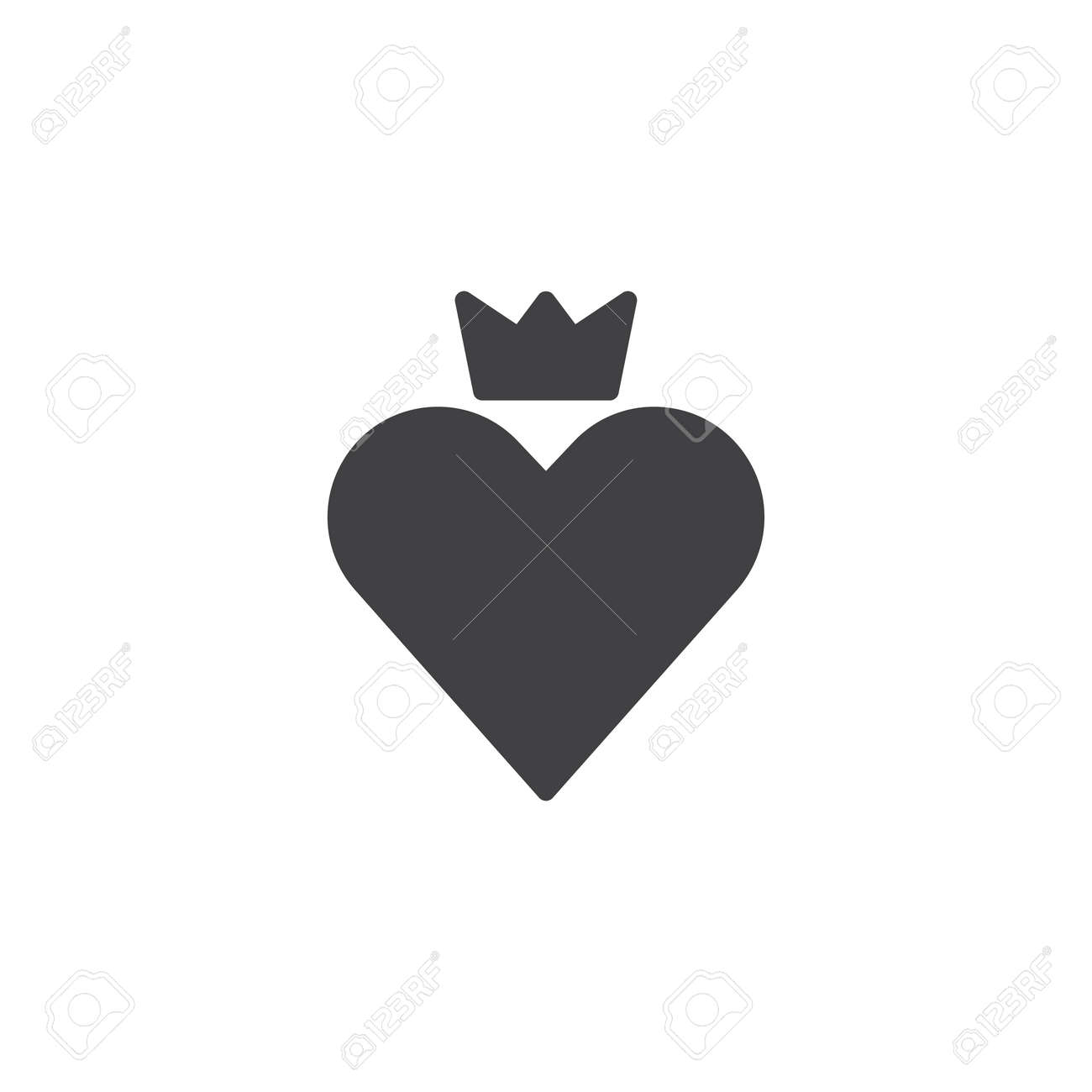 heart crown icon vector filled flat sign solid pictogram isolated sign king