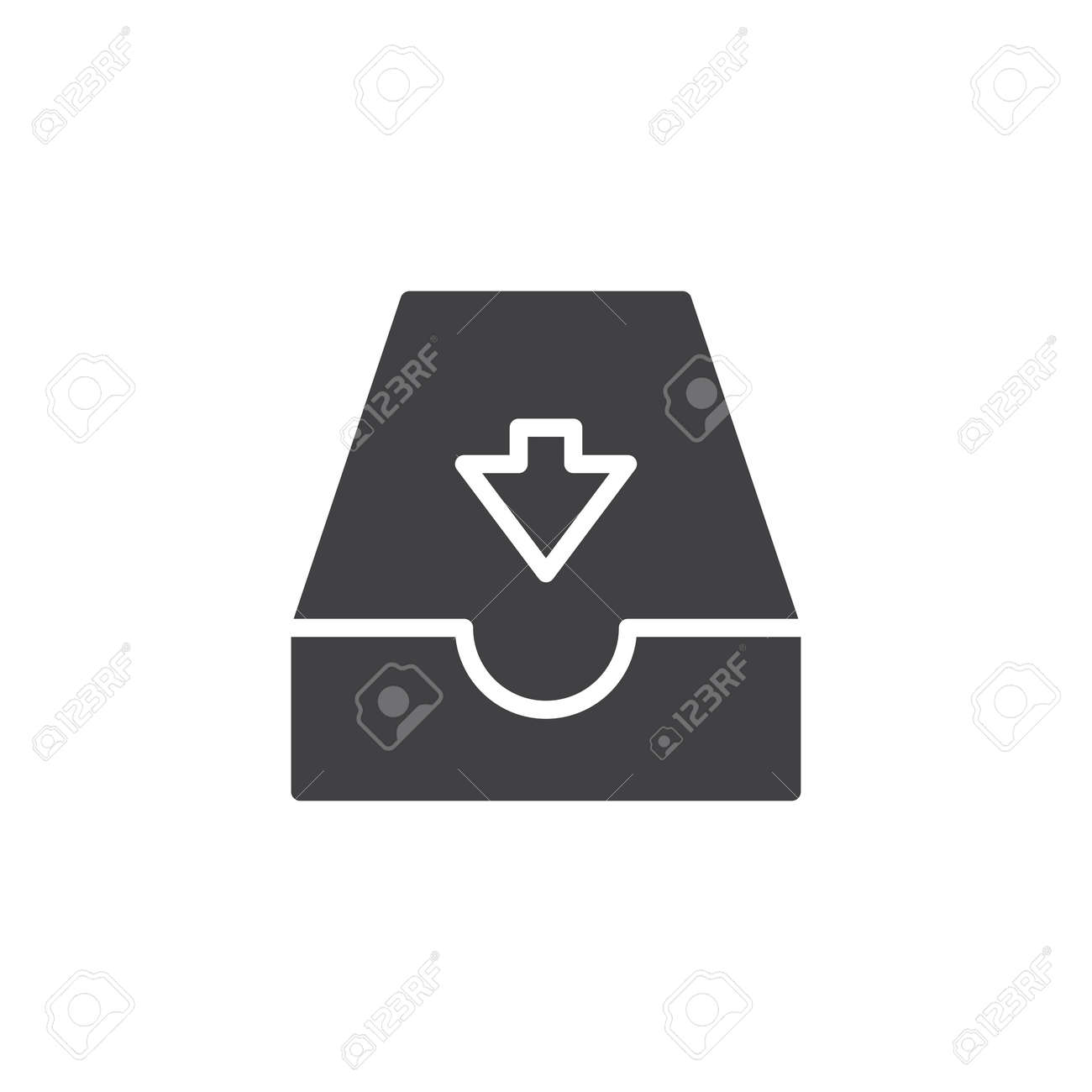 着信メールボックスアイコンベクトル 塗りつぶされたフラット記号 白に分離された固体ピクトグラム 電子メール受信トレイシンボル ロゴイラスト のイラスト素材 ベクタ Image