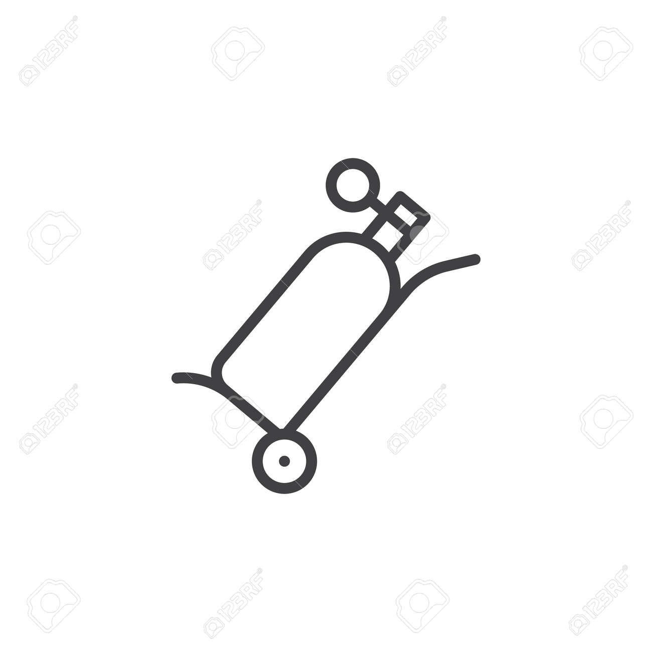 酸素タンクラインアイコン アウトラインベクトル記号 白に分離された線形スタイルのピクトグラム シンボル ロゴイラスト 編集可能なストローク のイラスト素材 ベクタ Image