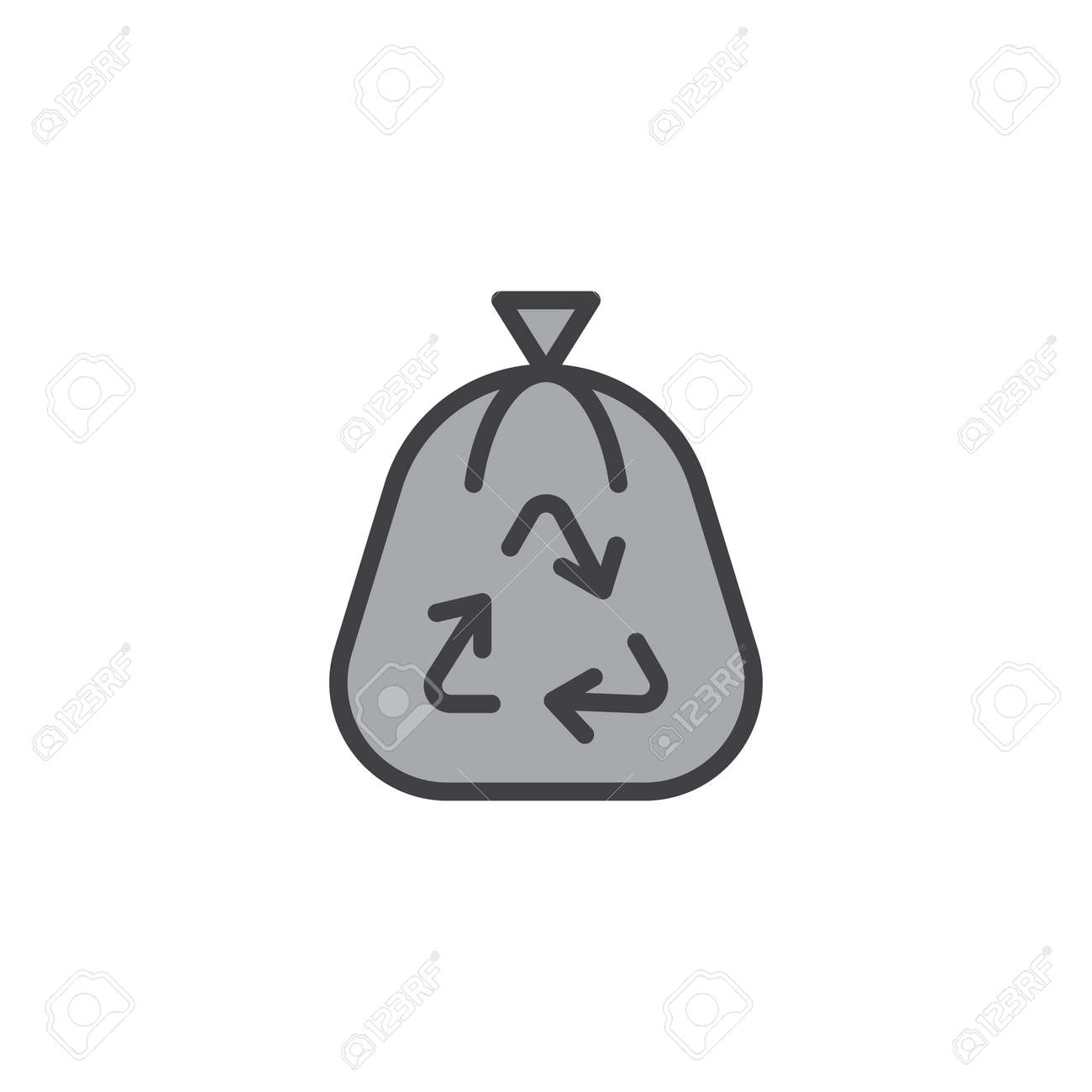 ゴミ袋は 白に隔離されたアウトラインアイコン ラインベクトルサイン 線形カラフルなピクトグラムを埋めました リサイクルゴミ袋シンボル ロゴイラスト ピクセルパーフェクトベクターグラフィックスのイラスト素材 ベクタ Image