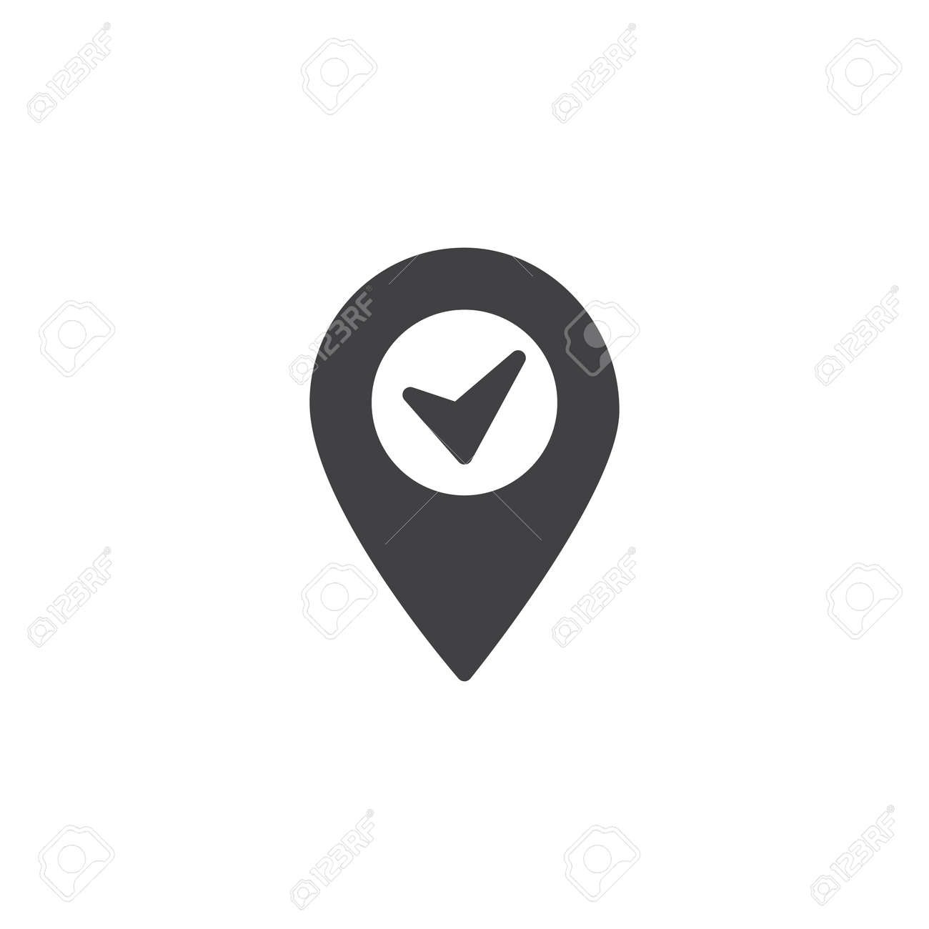 location pin with check mark vector icon filled flat sign for