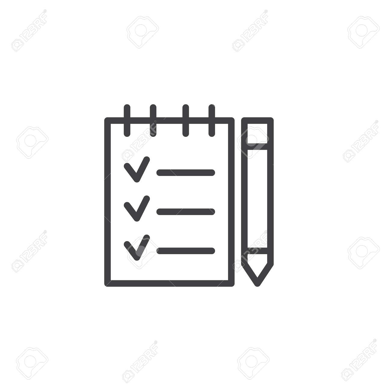 menu book and pencil outline icon linear style sign for mobile menu outline
