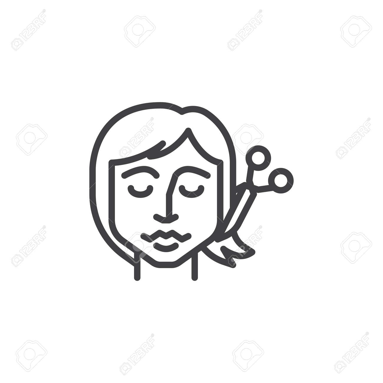 Cutting Hair Line Icon Linear Style Sign For Mobile Concept