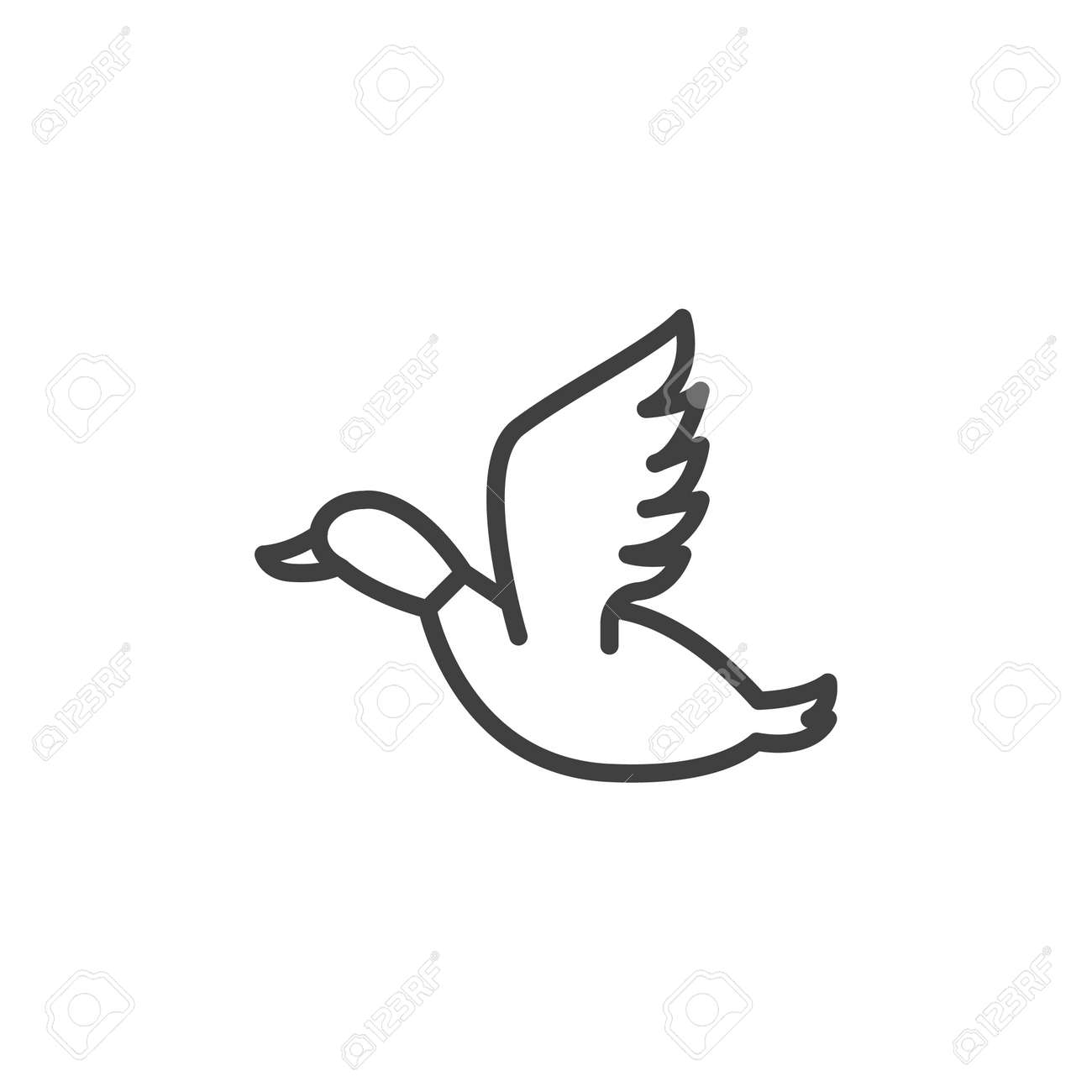 Flying Duck Hunting Line Icon Linear Style Sign For Mobile