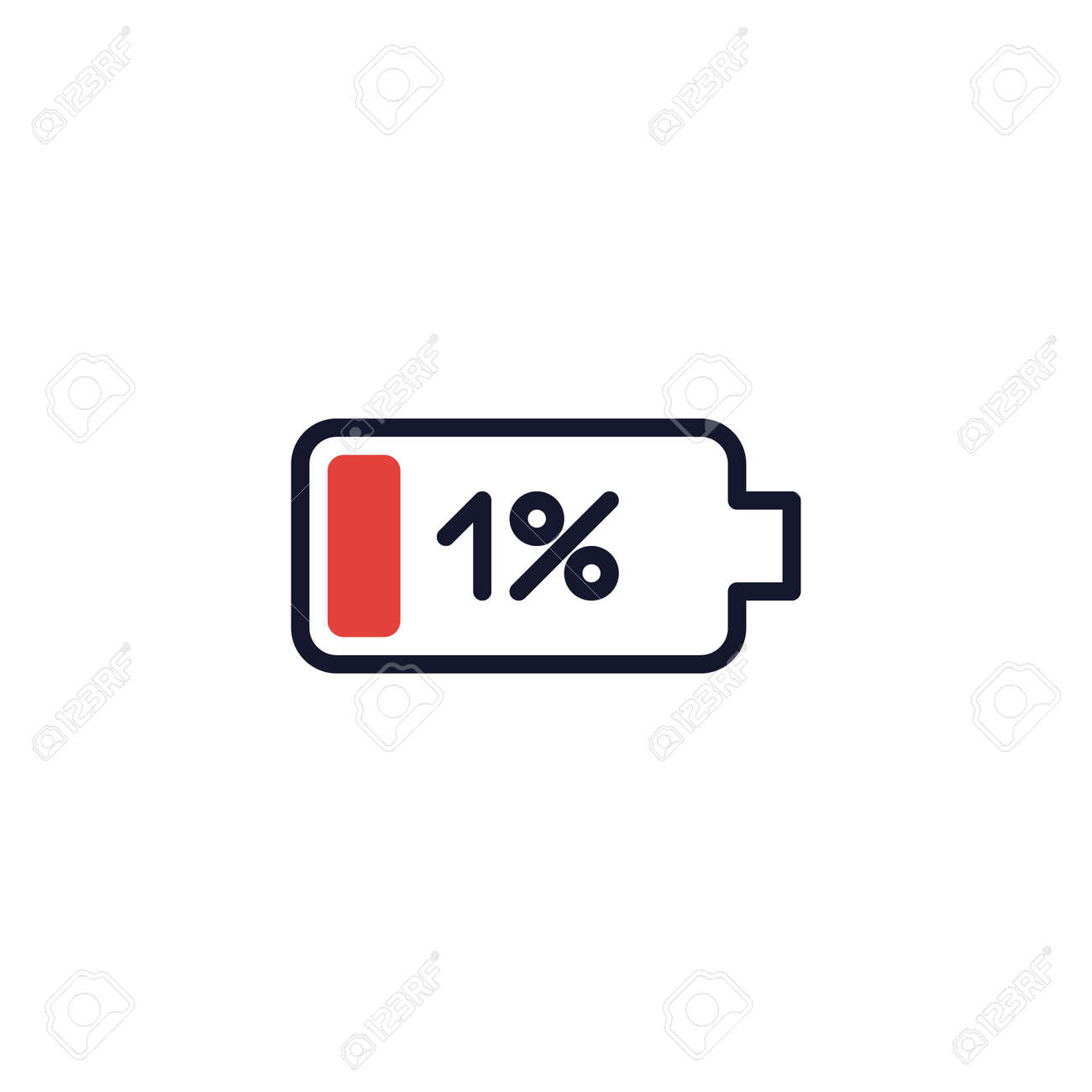 1 Percent Battery Charge Flat Icon Royalty Free SVG, Cliparts, Vectors, and  Stock Illustration. Image 168034710., image size:1300x1300