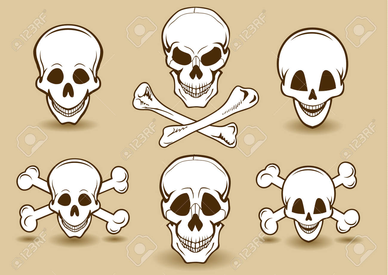 スカルどくろセットに笑みを浮かべてのイラスト素材 ベクタ Image