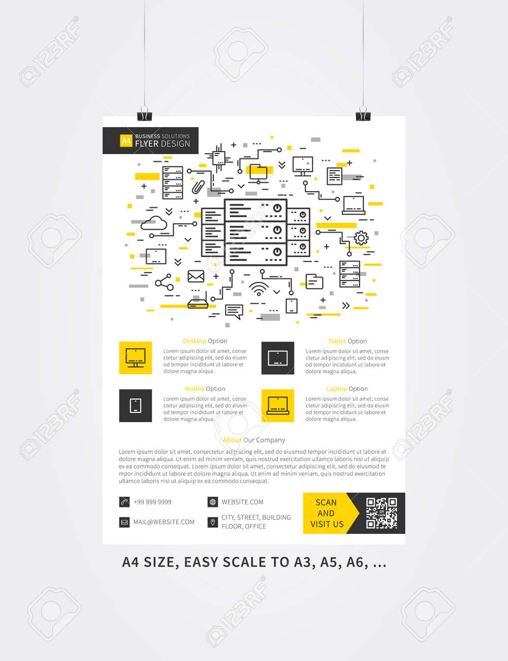 business leaflet layout vector design a4 size page with sample a4 print size