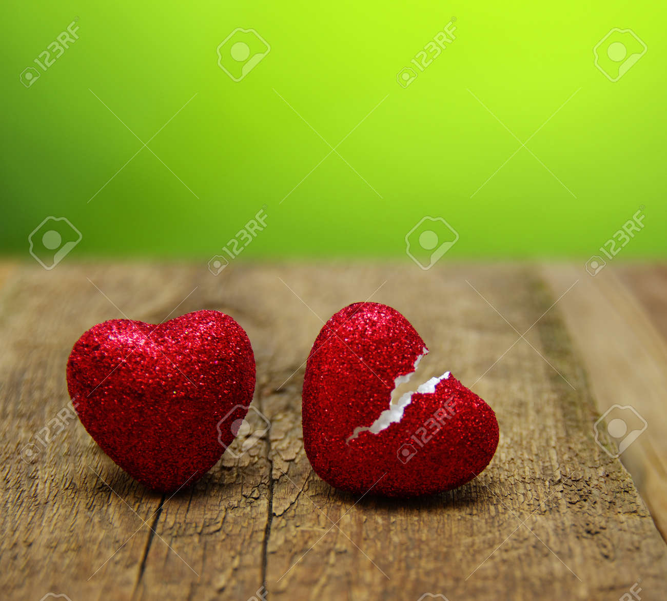 Love Concept Broken Heart Cheating On Wood And Green Background Stock Photo Picture And Royalty Free Image Image