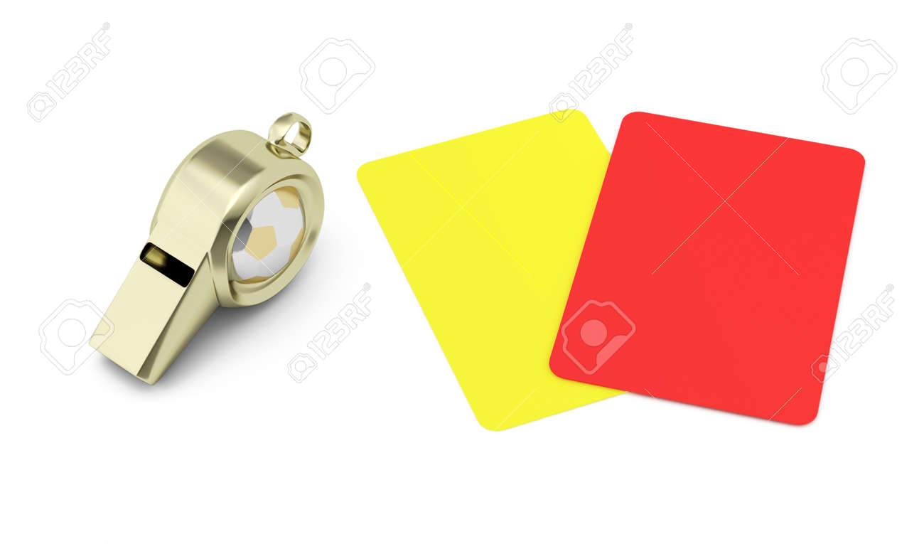 whistle and red and yellow cards isolated on white background football refereeing concept 3d render - 14932441 whistle and red and yellow cards isolated on white background football refereeing concept 3d render - 14932441