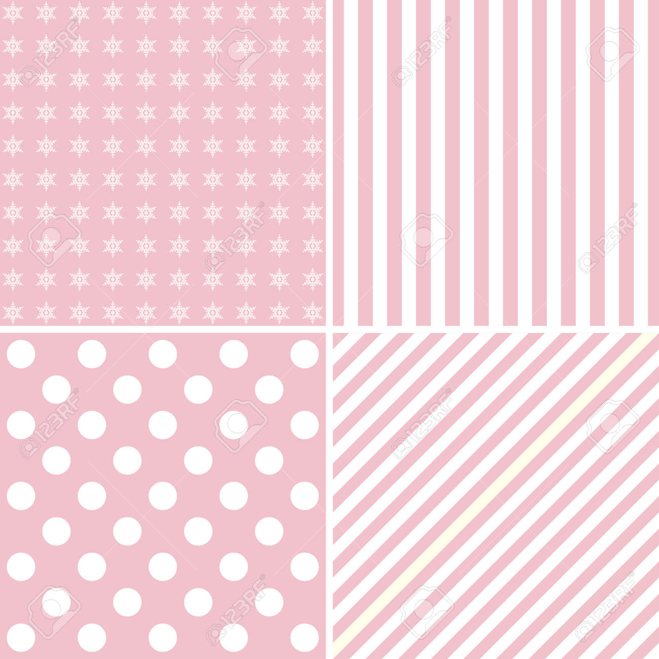 ピンク色のベビー シャワーに最適の 4 つのかわいい背景のセット のイラスト素材 ベクタ Image