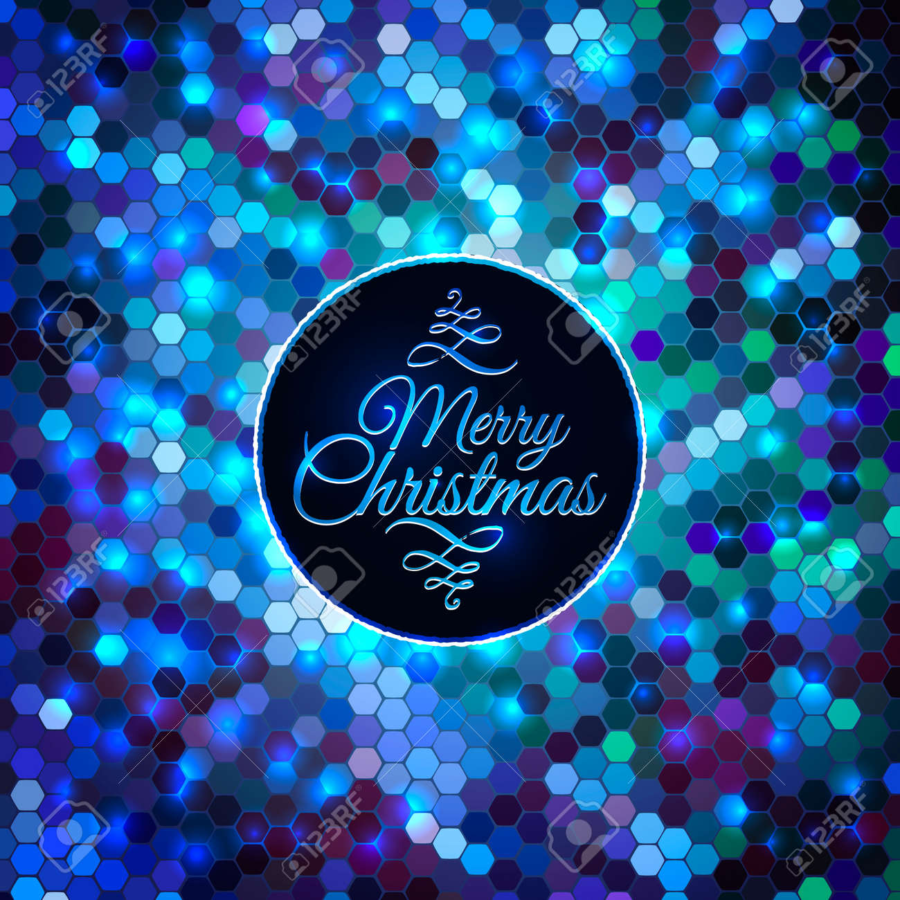 merry christmas card on blue geometric abstract background with blue christmas card backgrounds