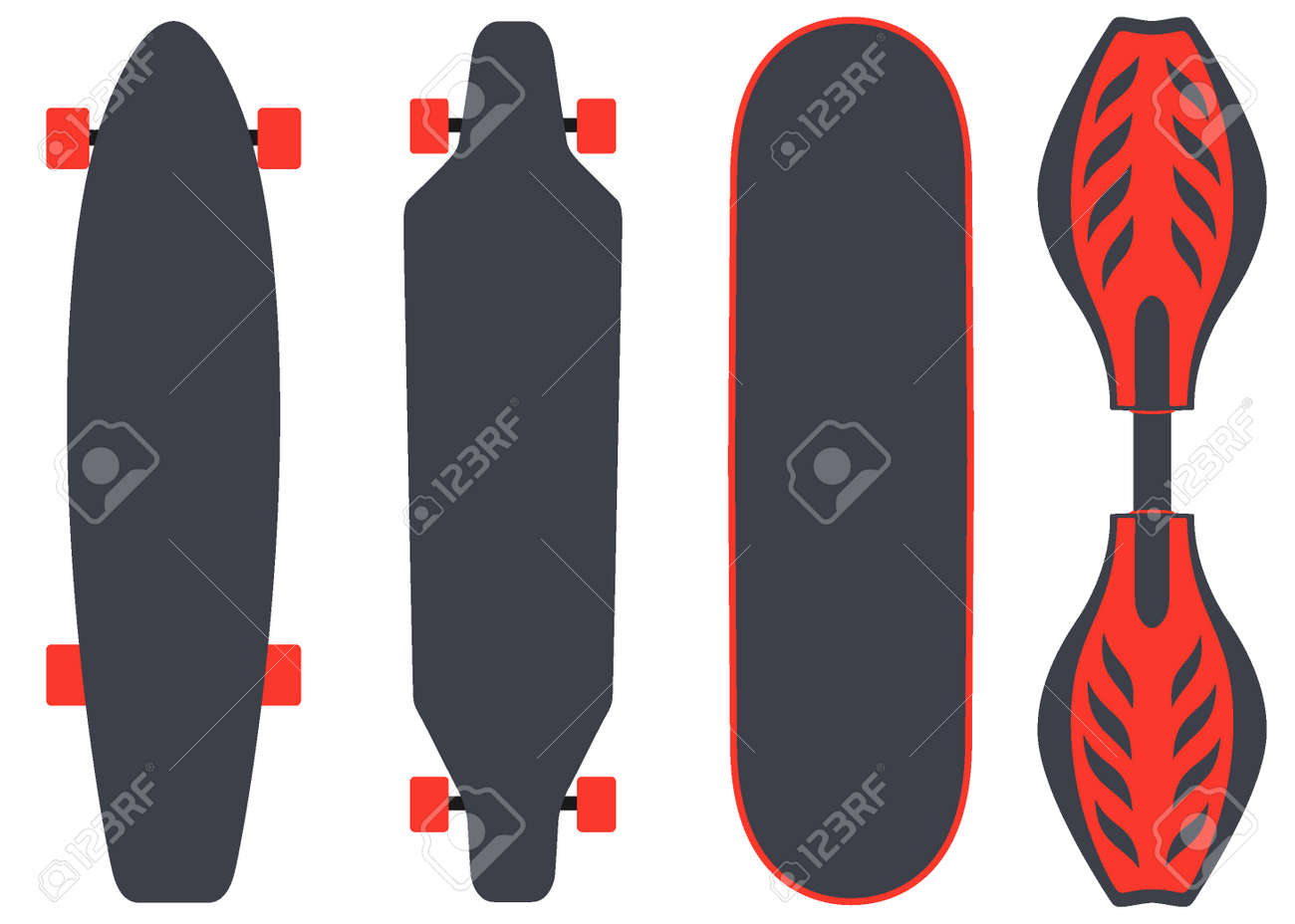skateboard types set different skateboards in the same colours different skateboards