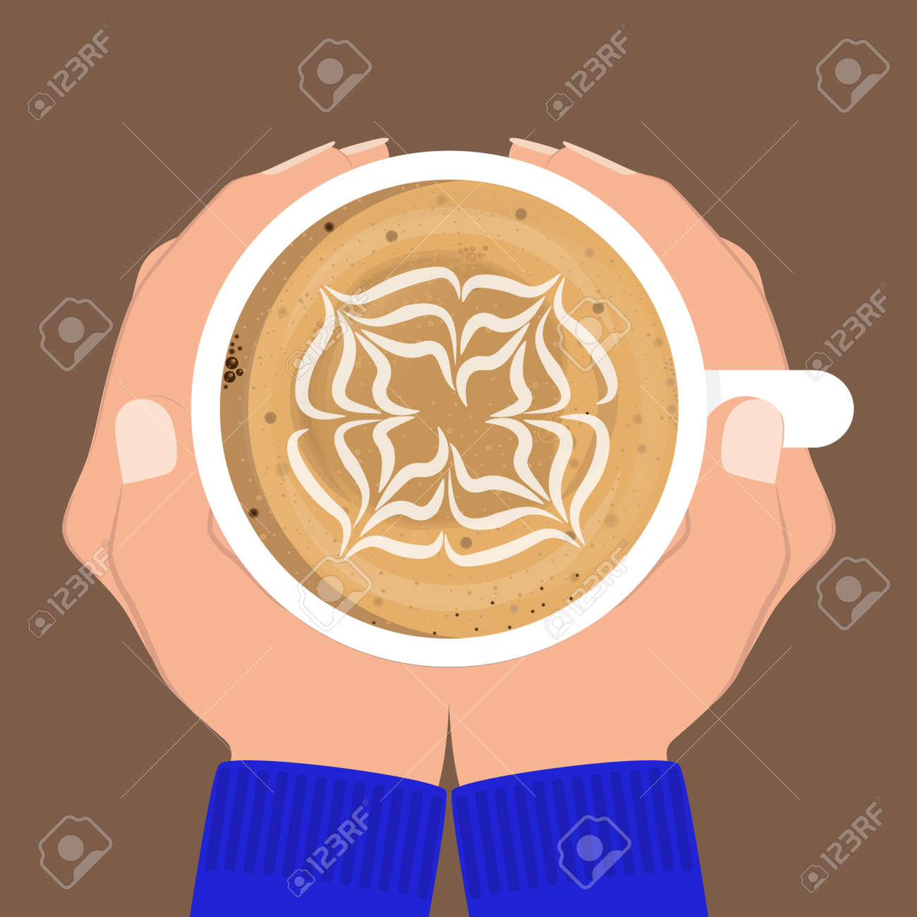 手をつないでコーヒーを飲む コーヒーを握る両手 ベクトルイラスト のイラスト素材 ベクタ Image