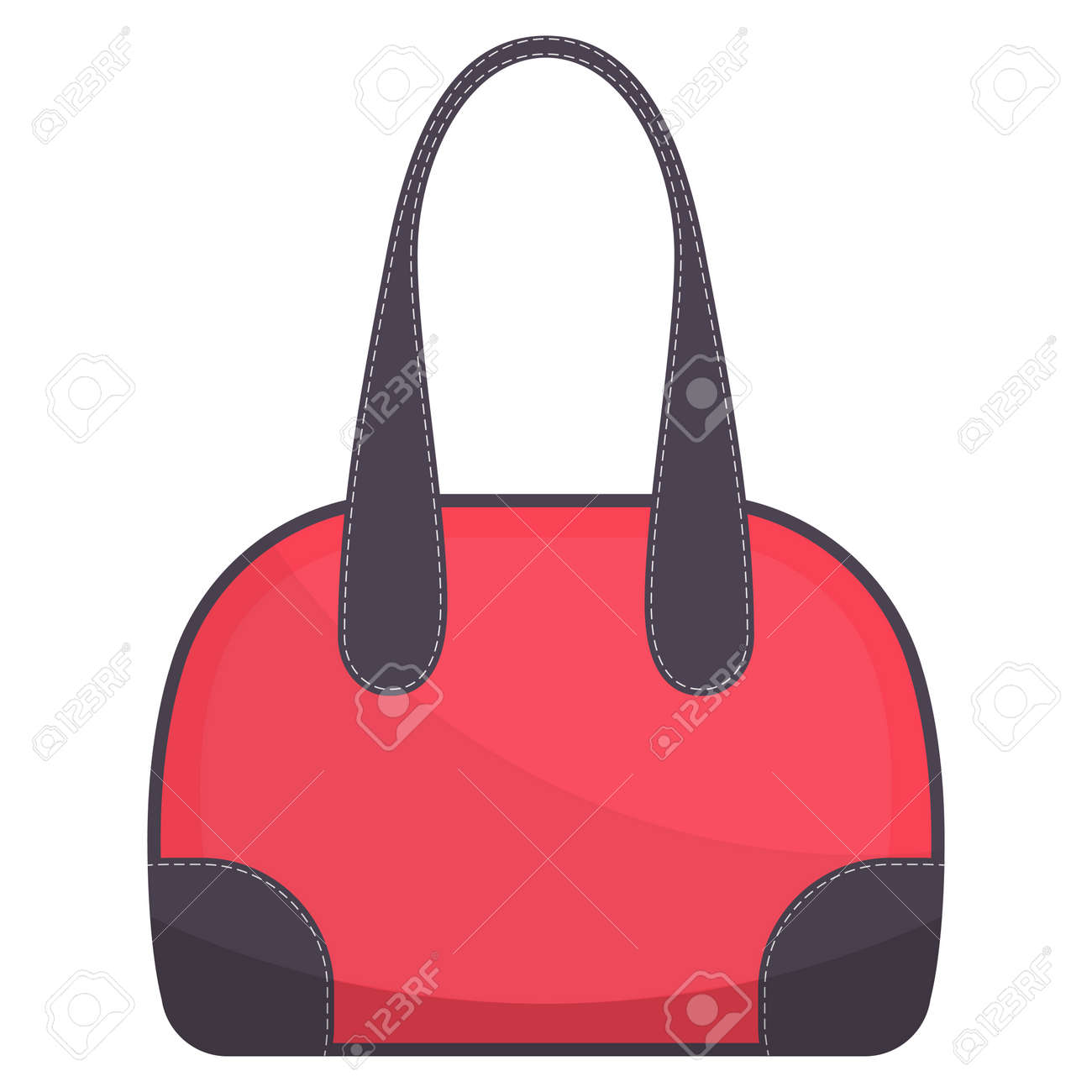 白いステッチのカラフルなハンドバッグ 女のバッグ白い背景に隔離された女性のハンドバッグ ベクトルイラストのイラスト素材 ベクタ Image