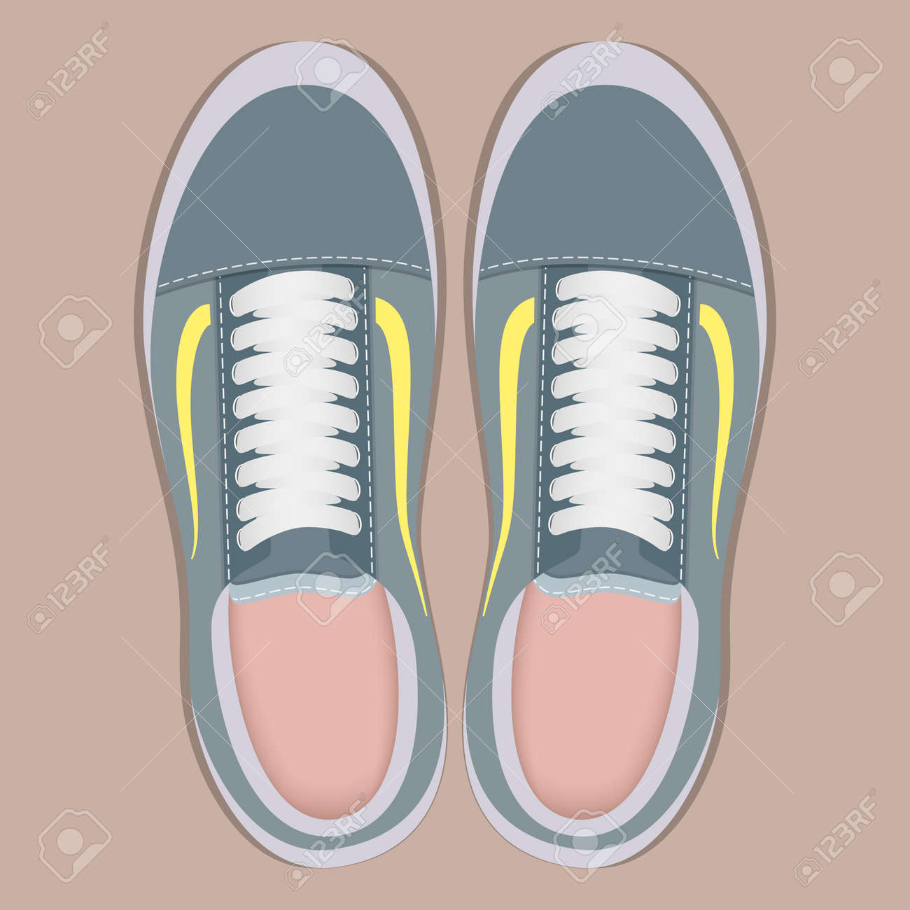 Par De Zapatillas Deportivas Con Estilo, Vista Desde Arriba. Calzado Para Correr. Ilustración De Vector De Estilo Plano Ilustraciones Svg, Vectoriales, Clip Art Vectorizado Libre De Image 95742833.