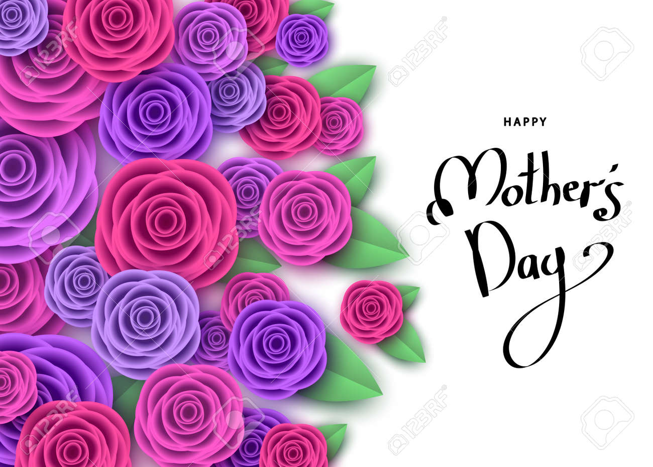 happy mothers day greeting card with roses lettering flowers mother s day greeting card