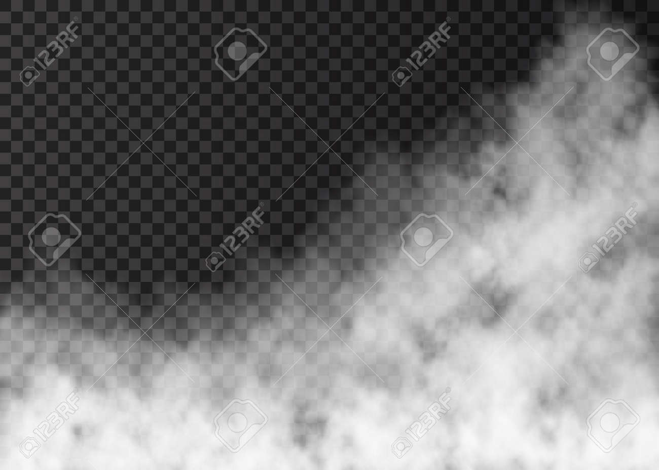 White Smoke Isolated On Transparent Background. Steam Special Effect.  Realistic Vector Fire Fog Or Mist Texture. Клипарты, SVG, векторы, и Набор  Иллюстраций Без Оплаты Отчислений. Image 120490639