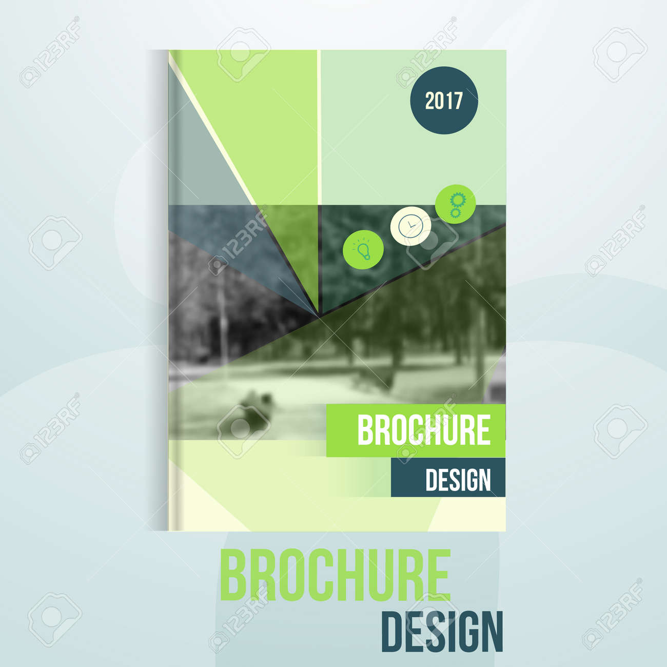 vector brochure cover template with blured city landscape business