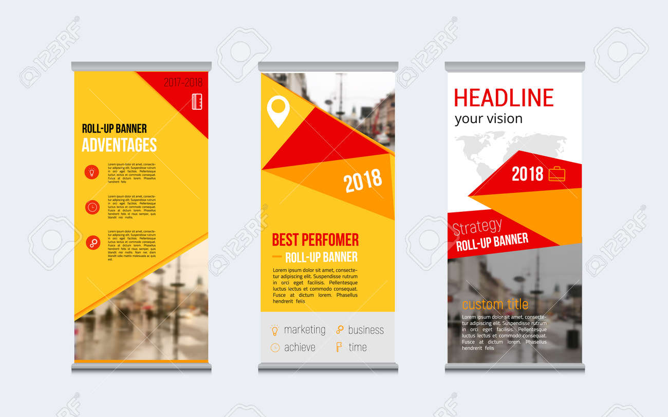 yellow roll up business vertical banner design vector cover banner design