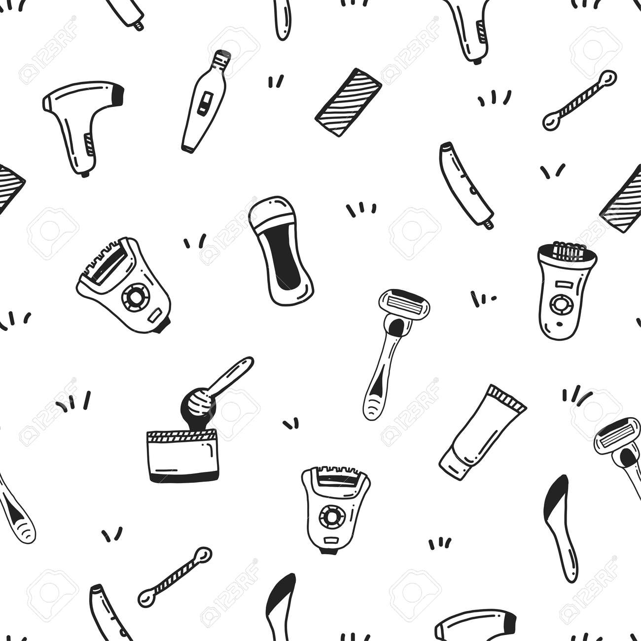 Hair Removal Seamless Pattern With Flat Line Icons Types Of