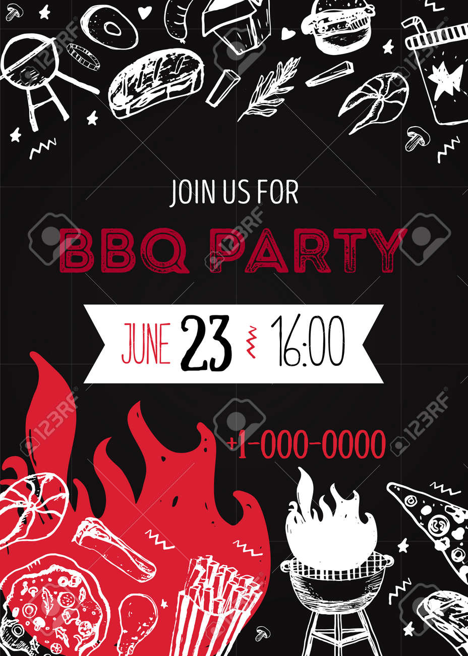 grunge bbq party invitation template for posters flyers barbeque bbq invite template