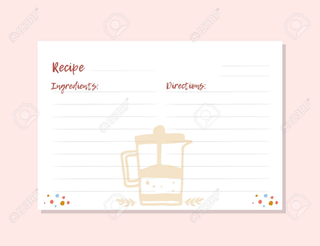 modern recipe card template for instant print cookbook a4 format recipe form template