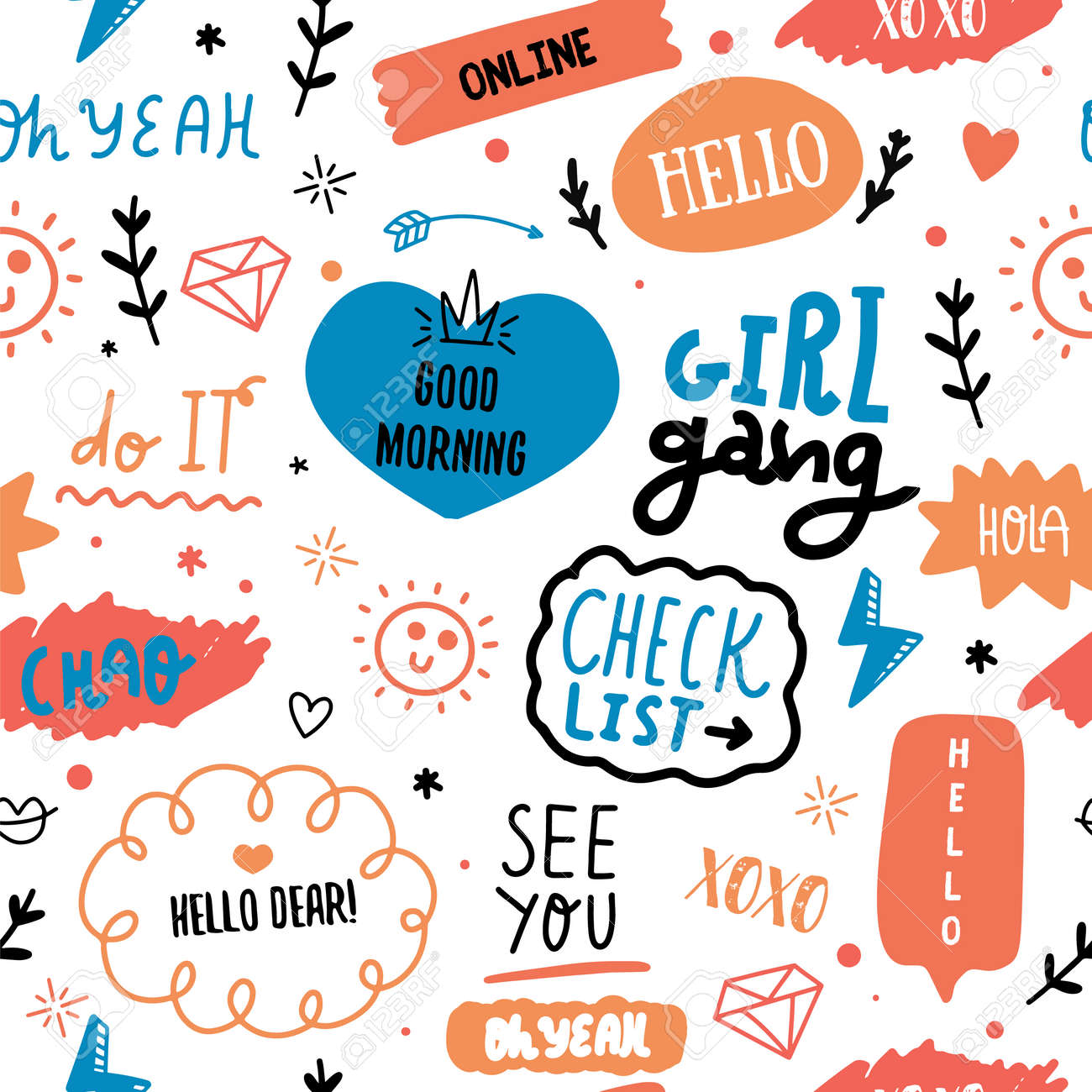 Glamour Fashion Seamless Pattern With Quotes, Girl Gang, Hearts... Royalty Free Cliparts, Vectors, And Stock Illustration. Image 140291159. Glamour Fashion Seamless Pattern With Quotes, Girl Gang, Hearts... Royalty Free Cliparts, Vectors, And Stock Illustration. Image 140291159.