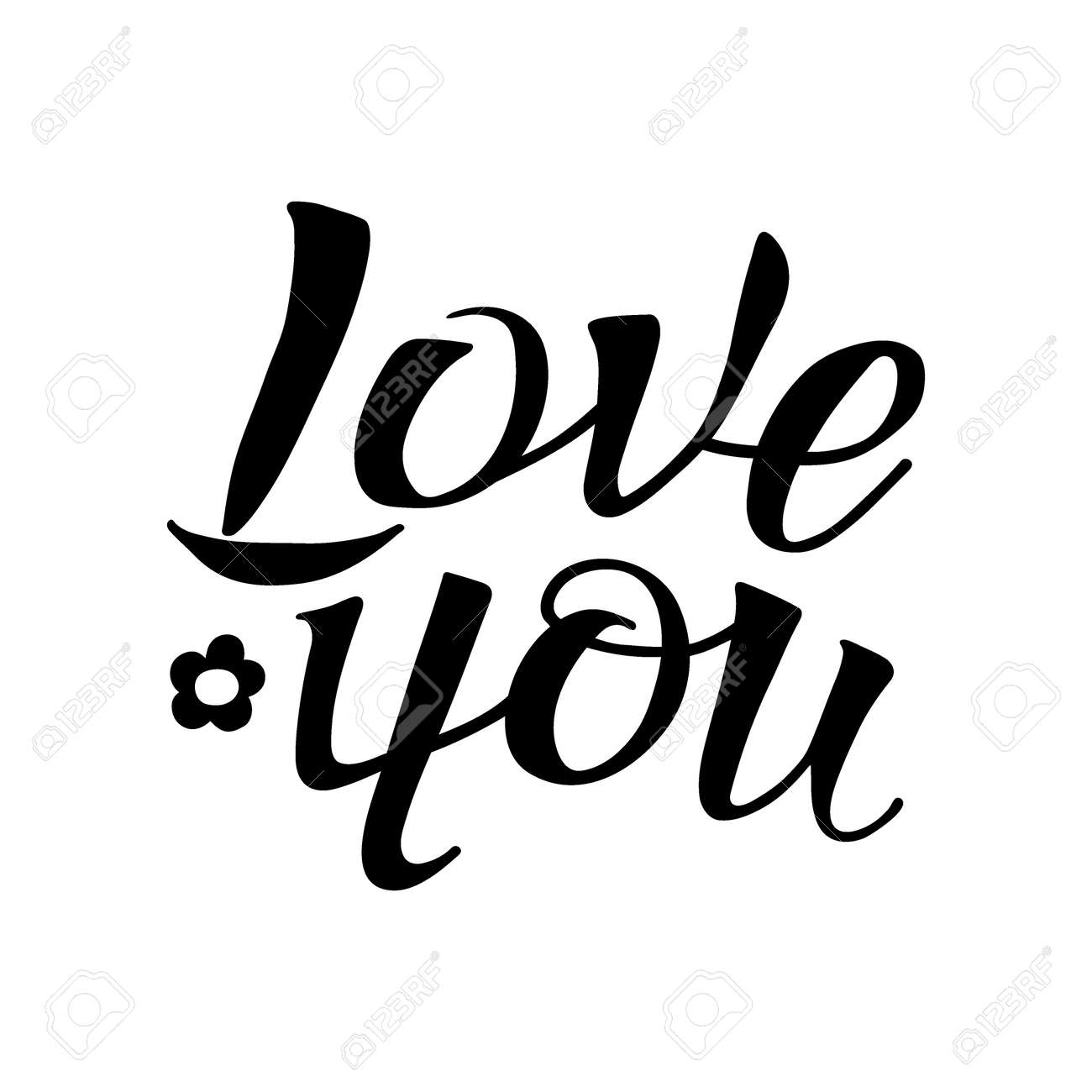 letters hand drawing for love themes word love you color black