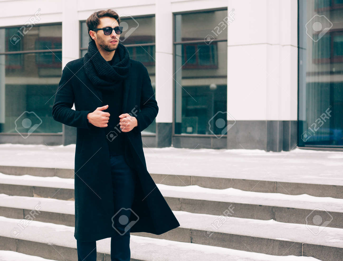 black coat outfit men