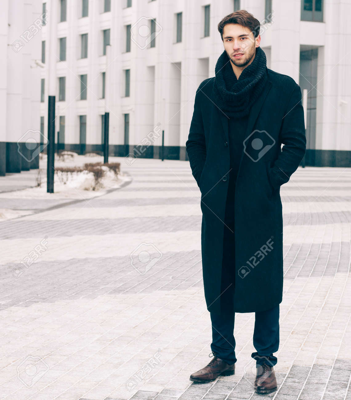 black coat outfit men