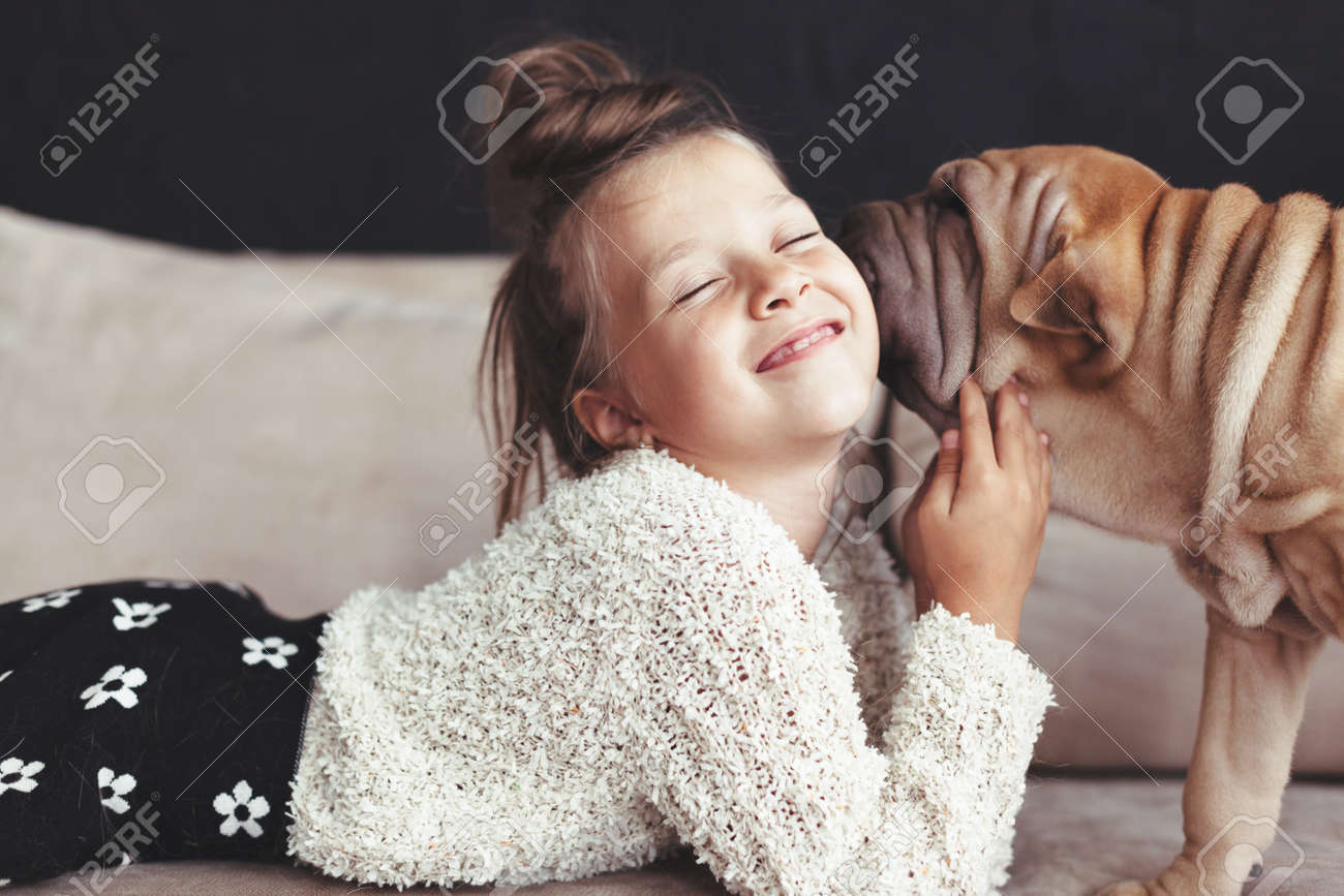 shar pei with children
