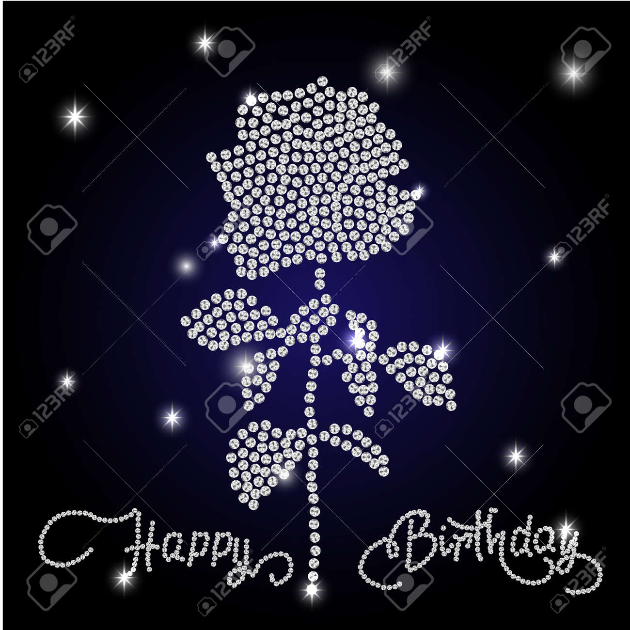 Happy Birthday Lettering And Rose Greeting Card With Fun Lettering