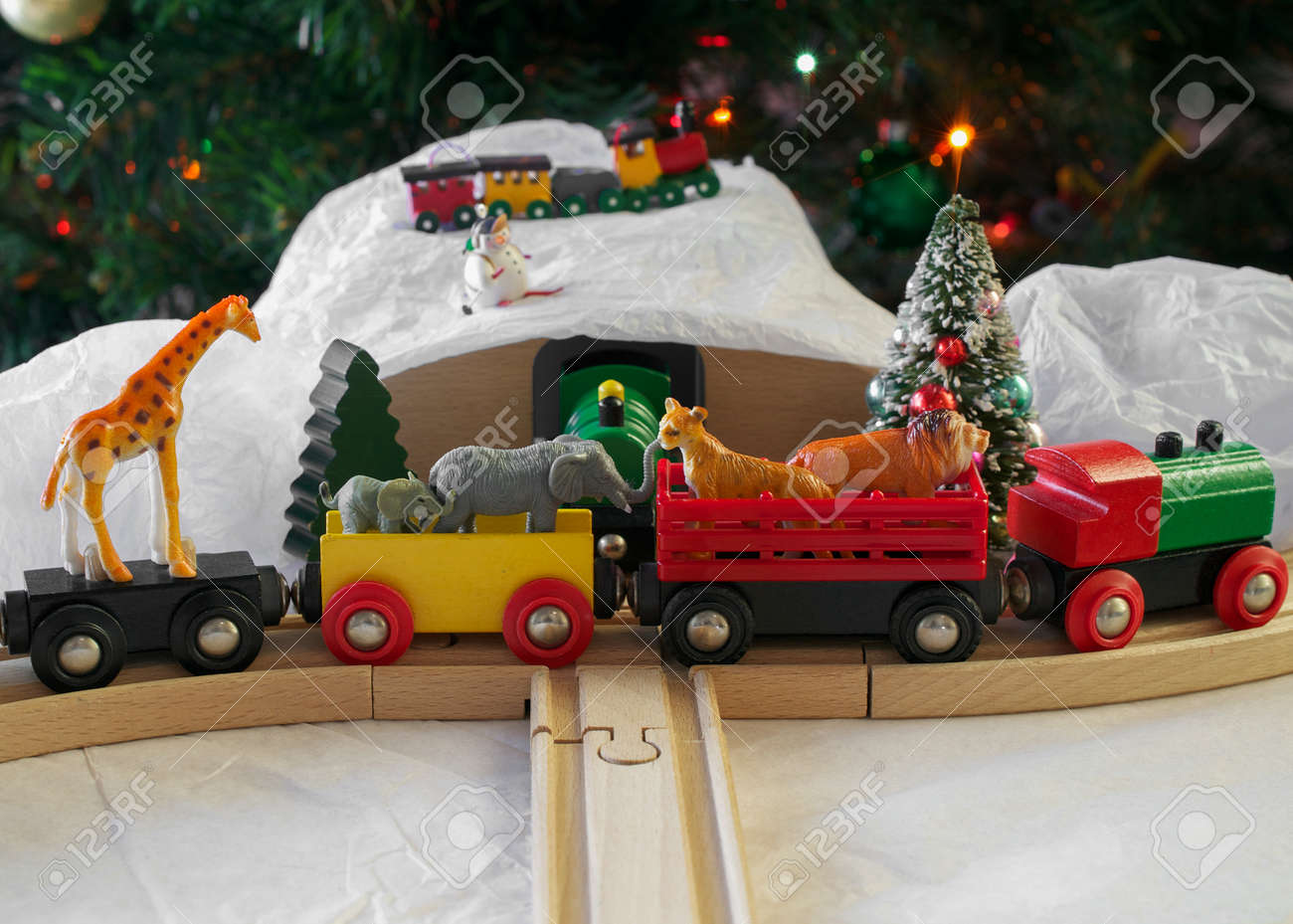 christmas wooden train set