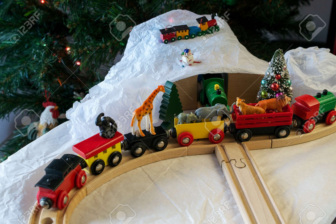 christmas wooden train set