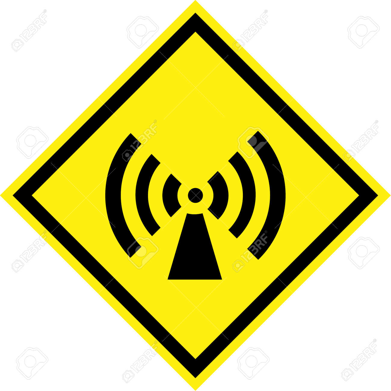 yellow hazard sign with non ionizing radiation symbol stock photo non ionizing radiation