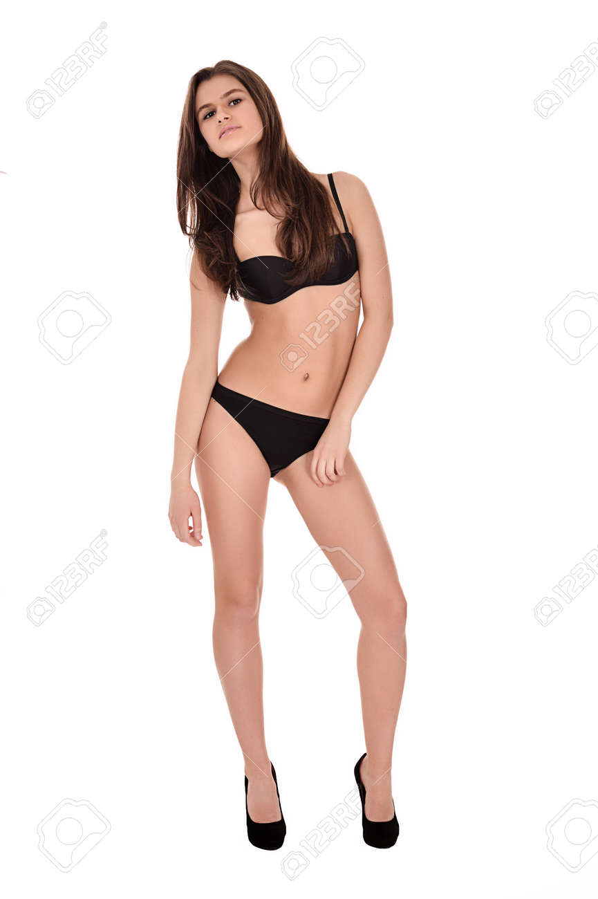 Adolescente En Lencería Sobre Fondo Blanco Fotos, Retratos, Y Fotografía De Archivo De Image 41983612.