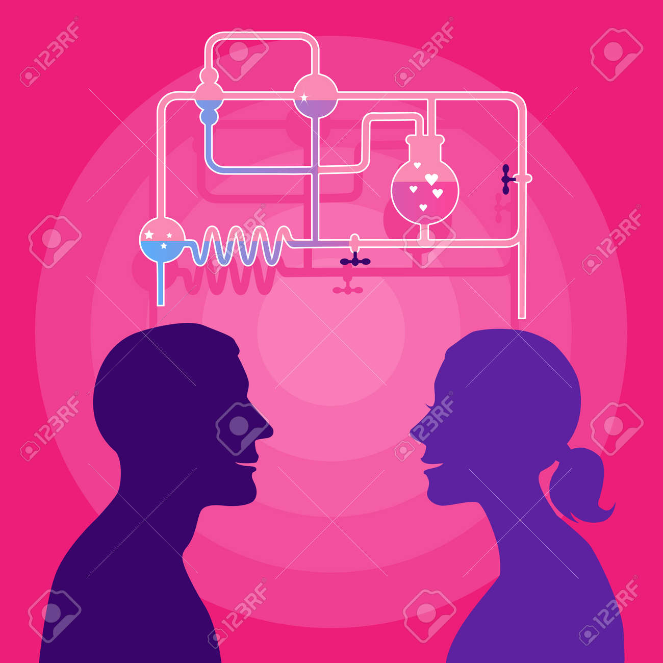 Love Chemistry Profile Of Man And Woman With A Chemistry Set Love Chemistry Profile Of Man And Woman With A Chemistry Set
