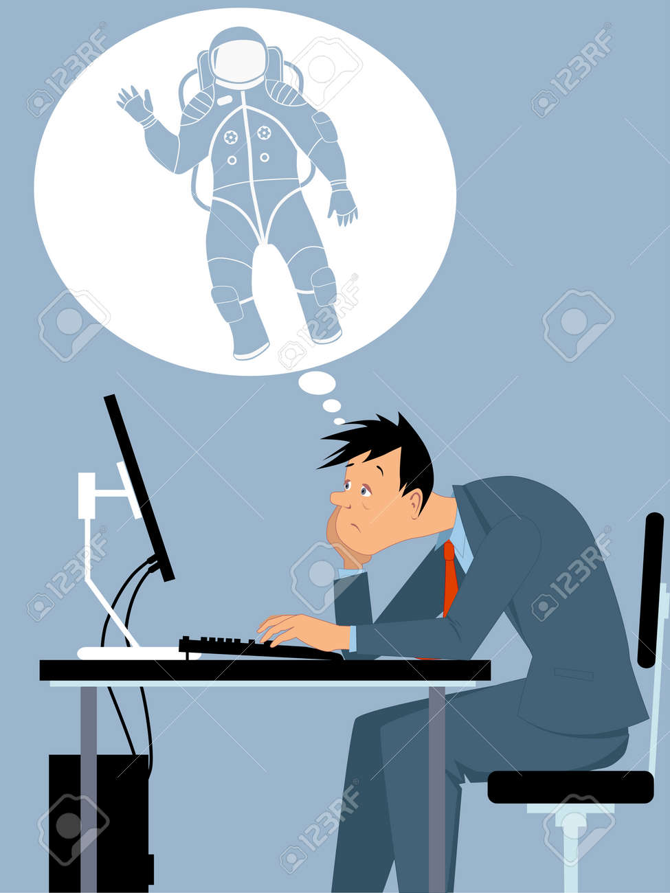 man stuck in a dead end job dreaming of an exciting career royalty dead end job