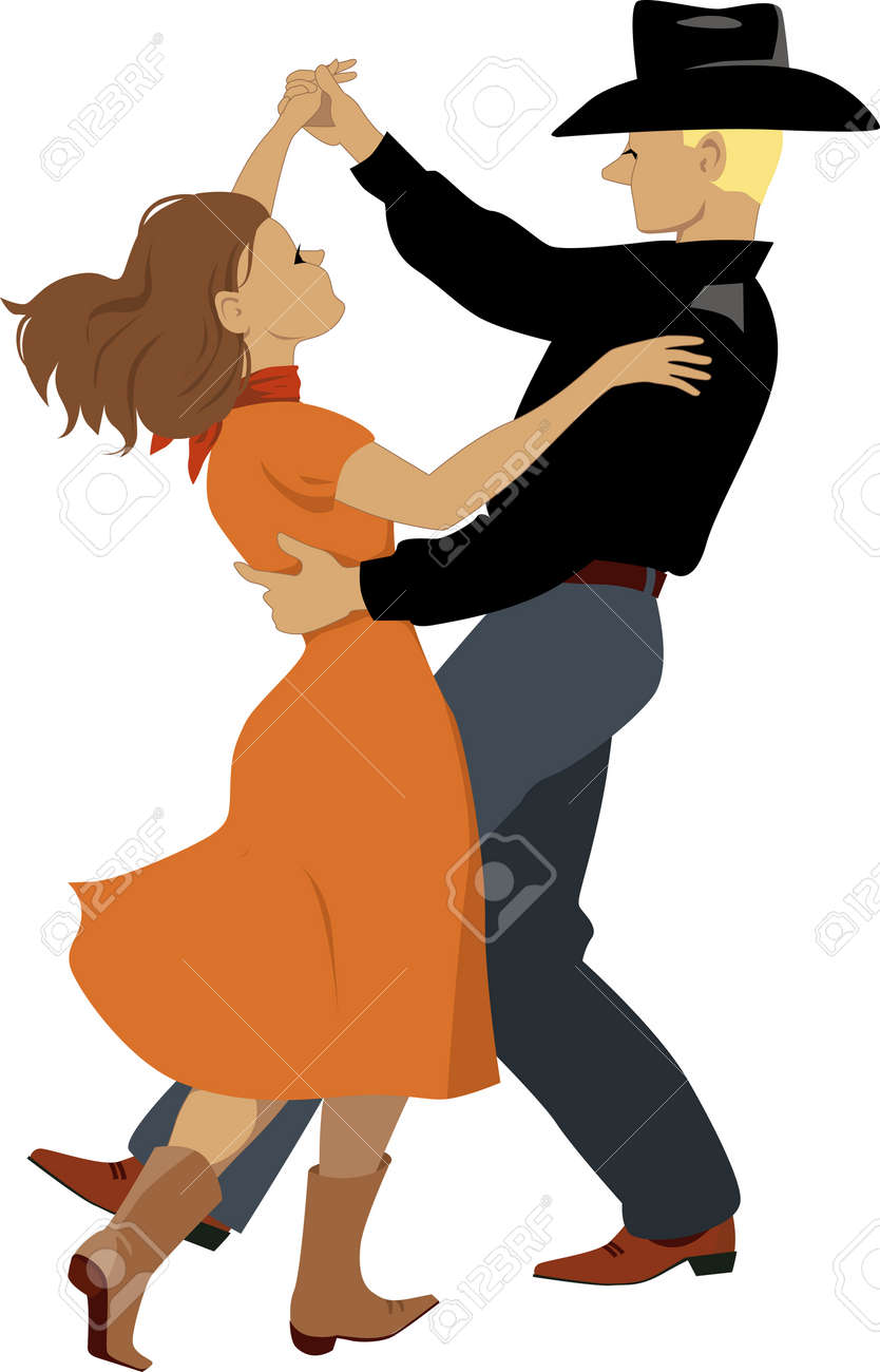 couple dressed in western country clothes dancing polka royalty free