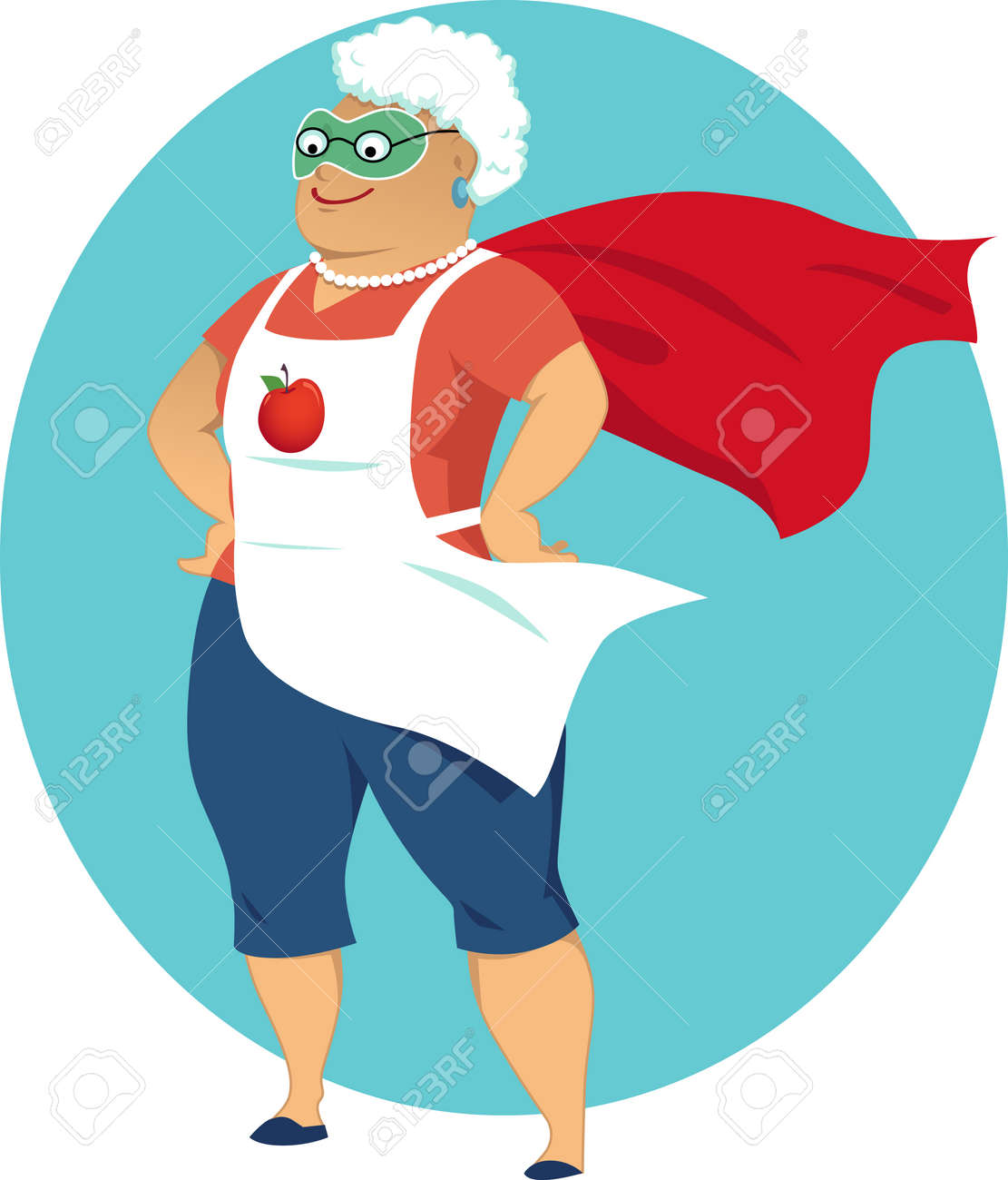 Cartoon old lady in an apron mask and a superhero cape no transparencies EPS 8 - 41305425 Cartoon old lady in an apron mask and a superhero cape no transparencies EPS 8 - 41305425