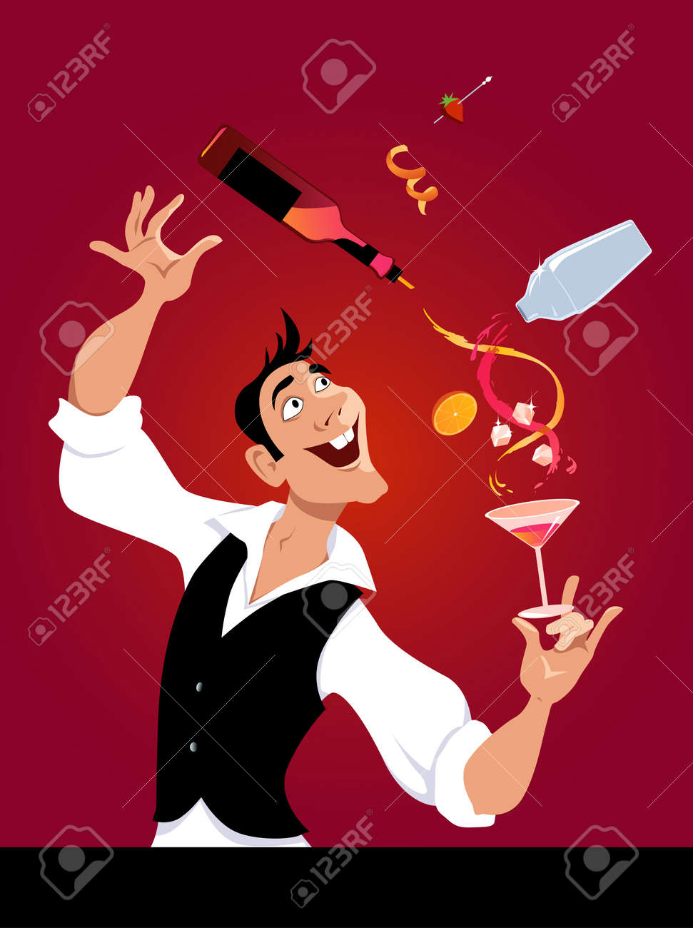 Mixologist demonstrates flair bartending making a cocktail, EPS 8 vector illustration, no transparencies - 72709696 Mixologist demonstrates flair bartending making a cocktail, EPS 8 vector illustration, no transparencies - 72709696