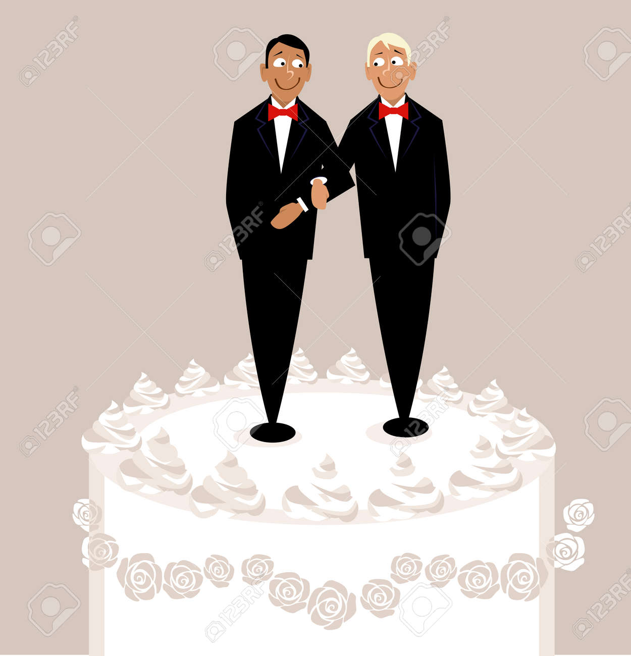 Wedding Cake Toppers A Happy Gay Couple Royalty Free Cliparts